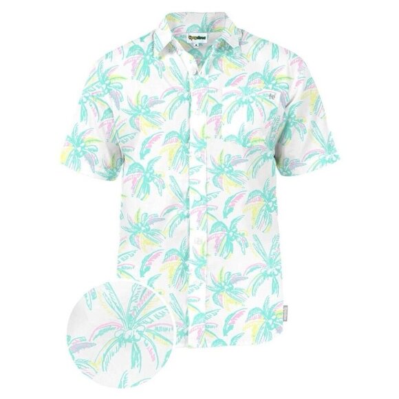 NWT Tipsy Elves Men's Shirt XL Tropical Summer Hawaiian Blue Pink White Palm NEW - Picture 7 of 16